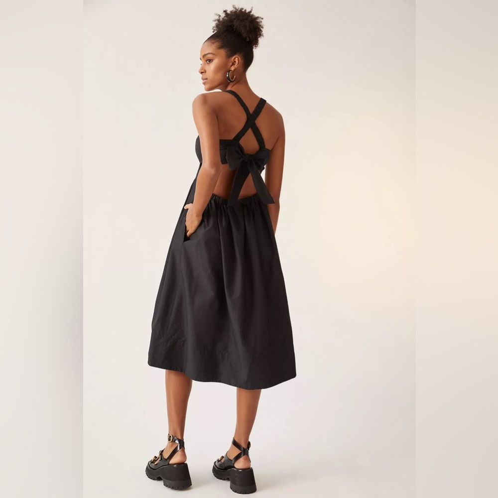 Anthropologie Maeve Bow-Back Mini Dress Size 6 Black Crisscross Back